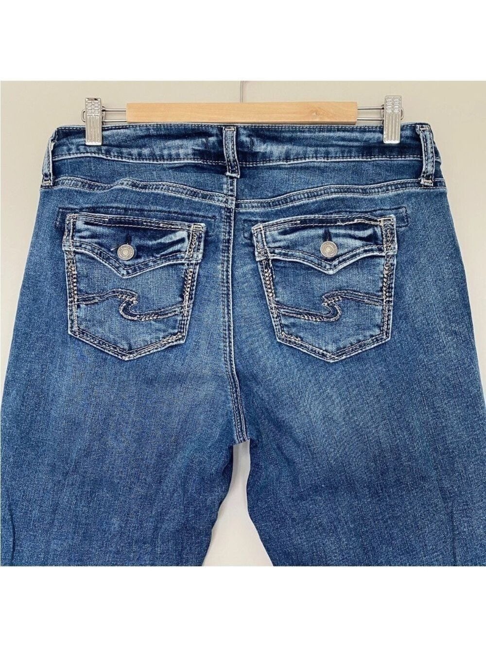 Silver Elyse Slim Boot Jeans Faux Flap Pocket Stretch Denim Women's 29X31